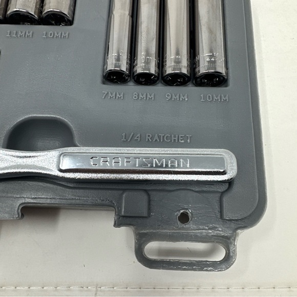 12-pc. CRAFTSMAN TOOLS 1/4” DRIVE METRIC SOCKET SET w/ CASE, 6-POINT, 34746, USA - Picture 11 of 12